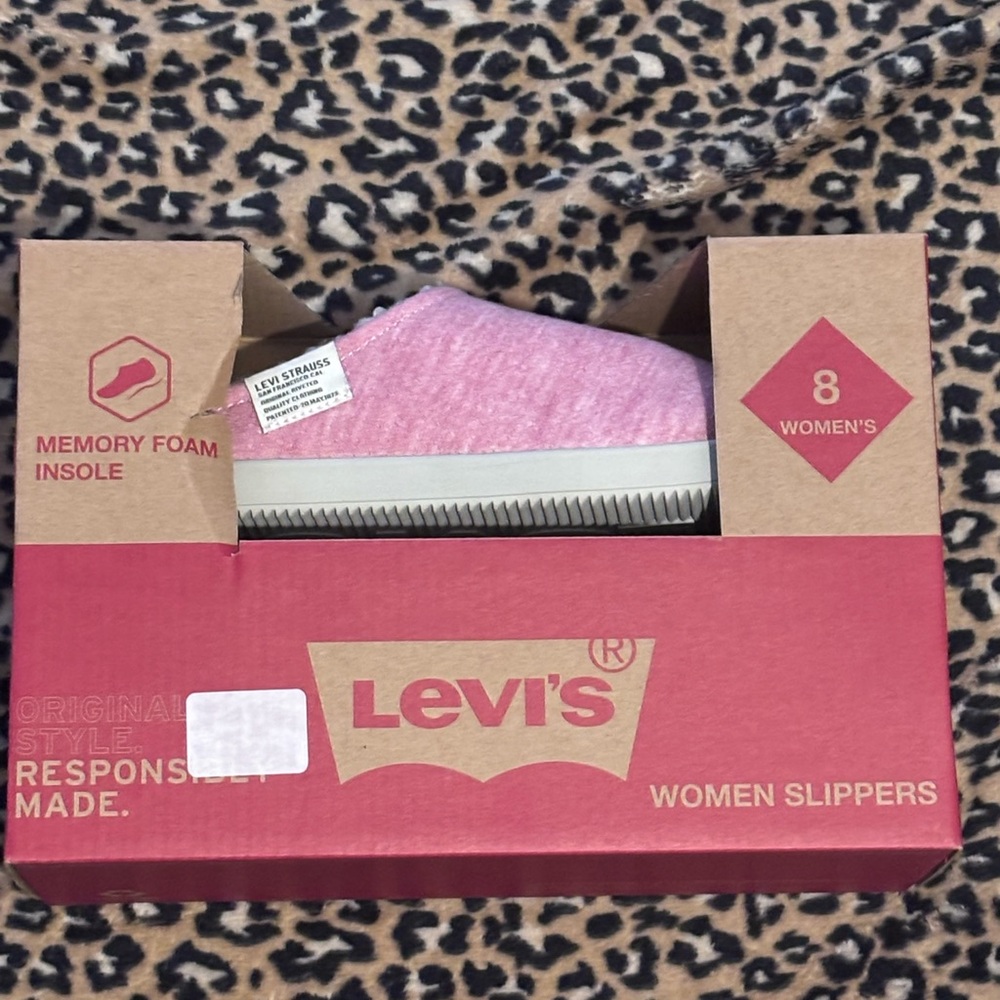 Levi's Women's Pink Plush Slip-On Memory Foam Slippers